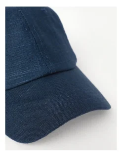 Cotton/Linen Blend Cap With PU Adjustable Strap In Navy -Myer Clothing Shop 945814420 7 720x928