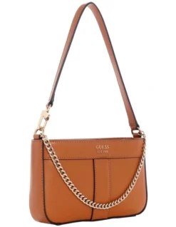 Guess Katey Baguette Shoulder Bag In Cognac