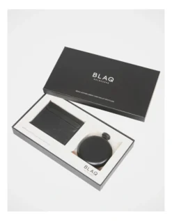 Bottle Flask & CC Set In Black