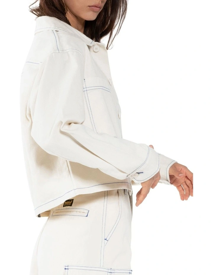 Union Crop Overshirt In Cream 3 Union Crop Overshirt In Cream - Image 3
