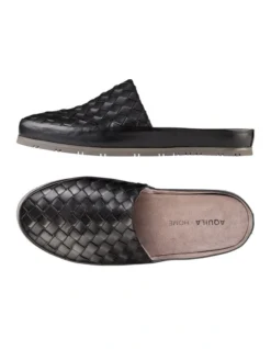 Waldorf Leather Slippers In Black -Myer Clothing Shop 946548190 3 720x928