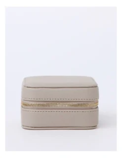 Square Zip Around Jewellery Box In Pebble