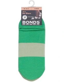 Bonds Move No Show Socks 2 Pack In Green