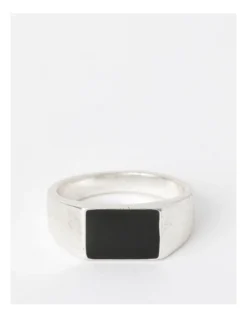 Enamel Inlay Ring In Silver