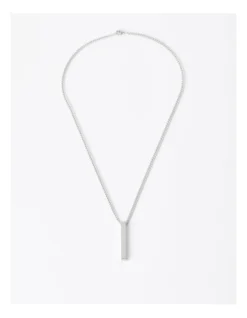 Vertical Cube Necklace In Silver