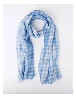 Printed Organic Cotton Scarf In Blues
