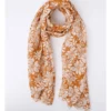 Printed Organic Cotton Scarf In Camel