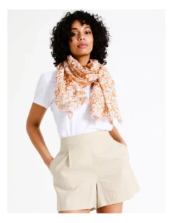 Printed Organic Cotton Scarf In Camel -Myer Clothing Shop 946782820 954293680 4 720x928