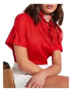 Asher Cotton Scarf In Red/Pink -Myer Clothing Shop 947190430 3 720x928