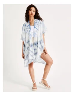 Organic Cotton Print Kaftan In Blues