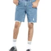 Destroyed Bones Denim Short In Blue