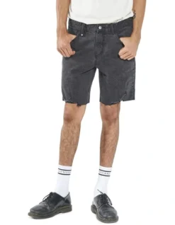 Destroyed Bones Denim Short In Black