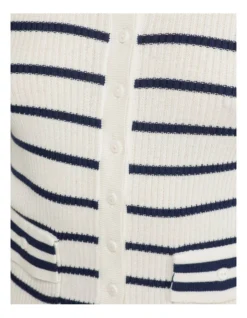 Oxford Louisa Rib Cardigan In Ivory/Navy -Myer Clothing Shop 947348830 6 720x928