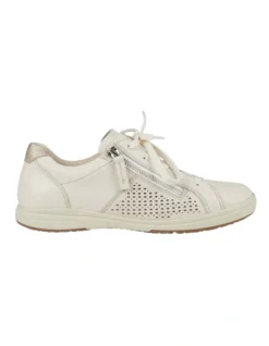 Etta Leather Sneaker In Sand White