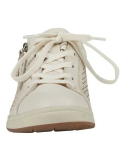 Etta Leather Sneaker In Sand White -Myer Clothing Shop 947503810 4 720x928