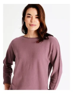 Regatta Sustainable Viscose Magyar 3/4 Sleeve Jumper With Exposed Sleeve Seam In Eggplant -Myer Clothing Shop 947536300 6 720x928