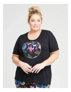 Bamboo Floralia Pyjama Top In Black -Myer Clothing Shop 947942470 3 720x928