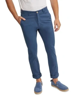 Oxford Danny Casual Organic Cotton Chinos In Blue -Myer Clothing Shop 948099340 4 720x928