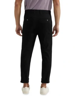 Oxford Ryan Organic Cotton Folded Cuff Chinos In Black -Myer Clothing Shop 948101500 3 720x928