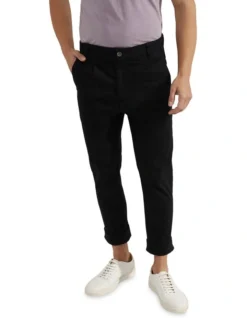 Oxford Ryan Organic Cotton Folded Cuff Chinos In Black -Myer Clothing Shop 948101500 4 720x928