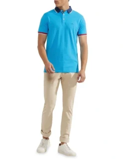 Oxford Cam Contrast Collar Pique Polo In Blue -Myer Clothing Shop 948103300 5 720x928