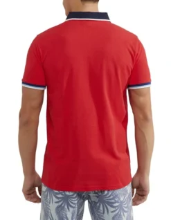 Oxford Cam Contrast Collar Pique Polo In Red -Myer Clothing Shop 948103390 3 720x928