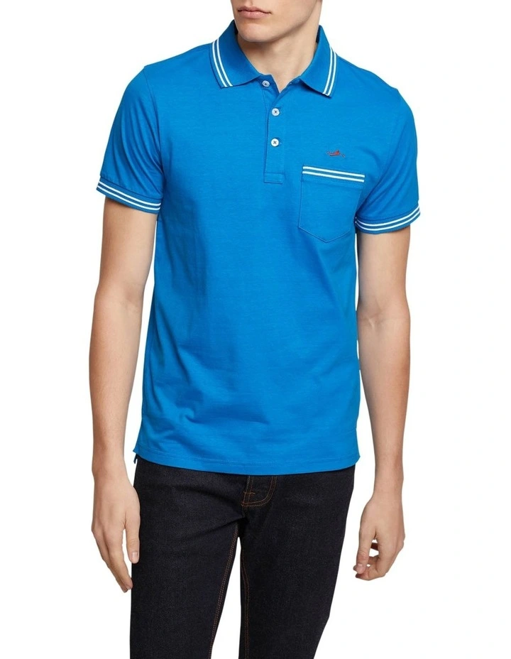 Oxford Nickson Tipping Jersey Polo In Blue 1 Oxford Nickson Tipping Jersey Polo In Blue