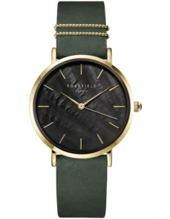 Rosefield West Village WBFLG-W95 Leather Watch In Green