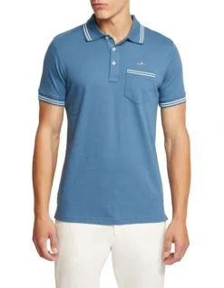 Oxford Nickson Tipping Jersey Polo In Petrol Blue