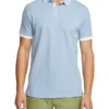 Oxford Dylan Striped Collar Pique Polo In Light Blue