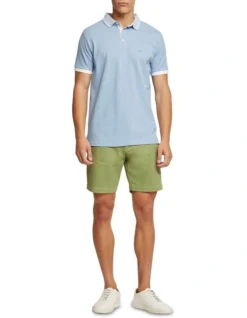 Oxford Dylan Striped Collar Pique Polo In Light Blue -Myer Clothing Shop 948168820 5 720x928