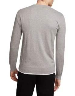 Oxford Crew Neck Cotton Cashmere Pullover In Grey -Myer Clothing Shop 948169720 3 720x928