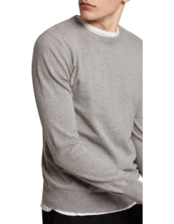 Oxford Crew Neck Cotton Cashmere Pullover In Grey -Myer Clothing Shop 948169720 4 720x928