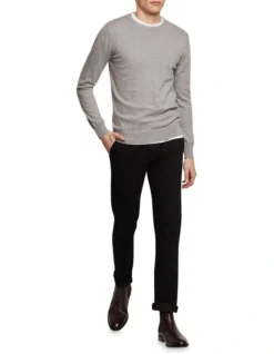 Oxford Crew Neck Cotton Cashmere Pullover In Grey -Myer Clothing Shop 948169720 5 720x928