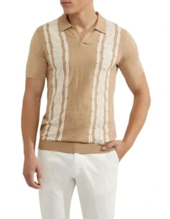 Oxford Finnigan Knitted Polo In Tan