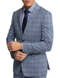 Oxford New Hopkins Wool Checked Suit Jacket In Blue -Myer Clothing Shop 948172690 4 1 720x928
