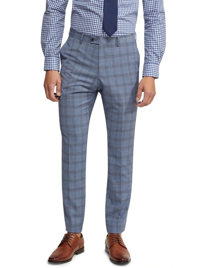 Oxford Hopkins Wool Checked Suit Trousers In Blue 1 Oxford Hopkins Wool Checked Suit Trousers In Blue
