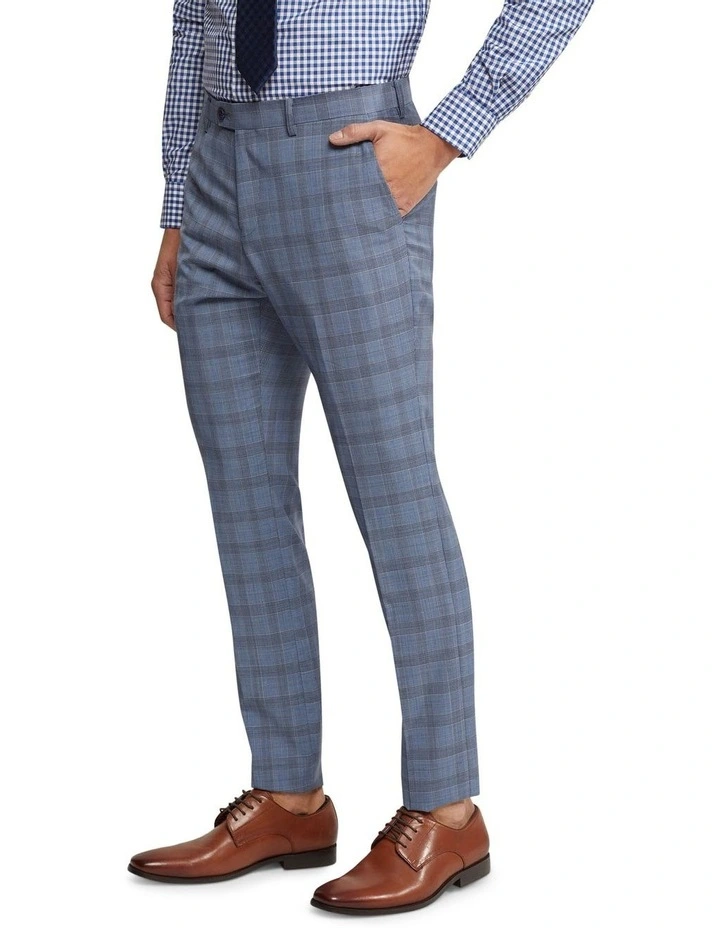 Oxford Hopkins Wool Checked Suit Trousers In Blue 2 Oxford Hopkins Wool Checked Suit Trousers In Blue - Image 2