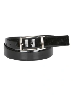 Van Heusen Leather Reversible Belt Patent/Matte In Black