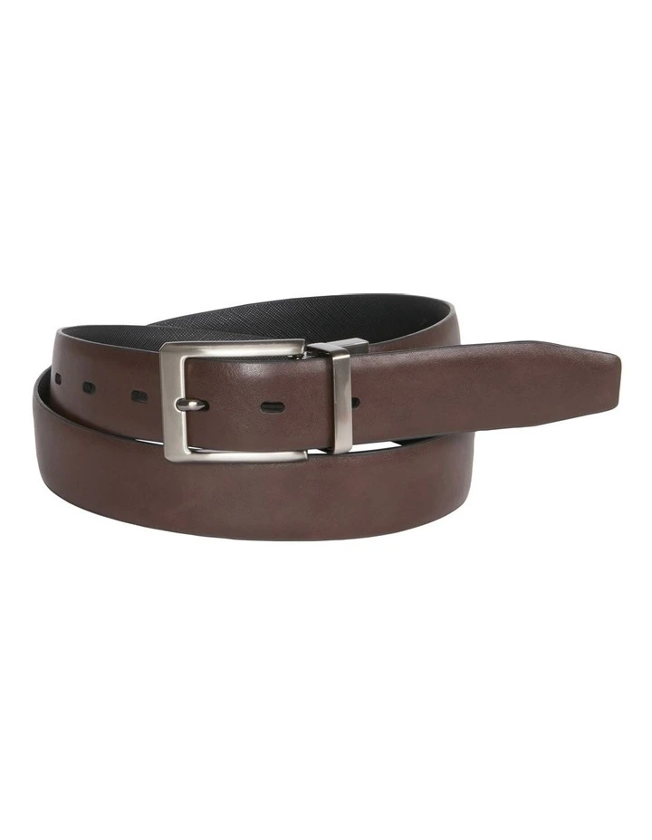 Van Heusen Leather Pin Buckle Saffiano Reversible Belt In Black/Brown 2 Van Heusen Leather Pin Buckle Saffiano Reversible Belt In Black/Brown - Image 2