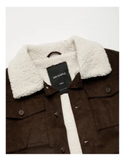 Sherpa Cord Jacket In Dark Brown -Myer Clothing Shop 948700900 4 720x928