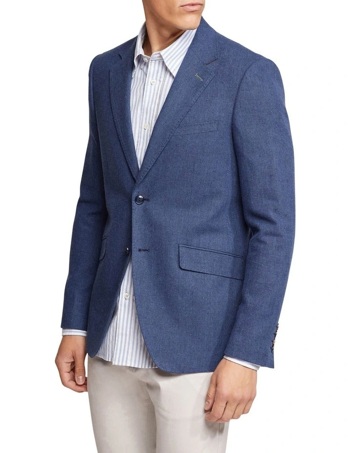 Oxford Blake Linen Cotton Blazer In Navy 2 Oxford Blake Linen Cotton Blazer In Navy - Image 2