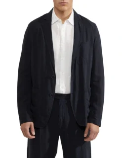 Oxford Daniel Tencel Casual Linen Jacket In Navy