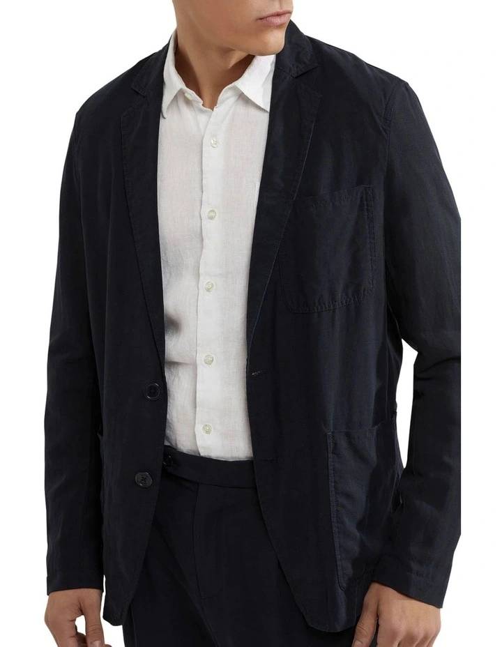 Oxford Daniel Tencel Casual Linen Jacket In Navy 4 Oxford Daniel Tencel Casual Linen Jacket In Navy - Image 4