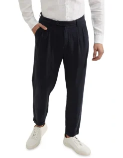 Oxford Garrad Tencel Linen Casual Pants In Navy -Myer Clothing Shop 948749500 4 720x928