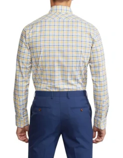 Oxford Beckton Checked Shirt In Blue/Yellow -Myer Clothing Shop 948782350 3 1 720x928