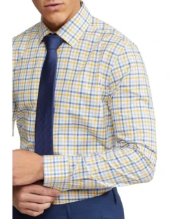 Oxford Beckton Checked Shirt In Blue/Yellow -Myer Clothing Shop 948782350 4 1 720x928