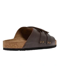 Oxford Rayond Leather Velcro Slides In Brown -Myer Clothing Shop 948937150 4 720x928