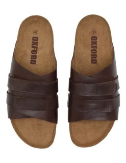 Oxford Rayond Leather Velcro Slides In Brown -Myer Clothing Shop 948937150 5 720x928