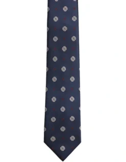 Oxford Floating Flowers Silk Tie In Navy/Pink